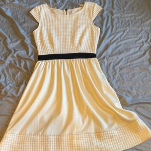 Cream suede quilted dress